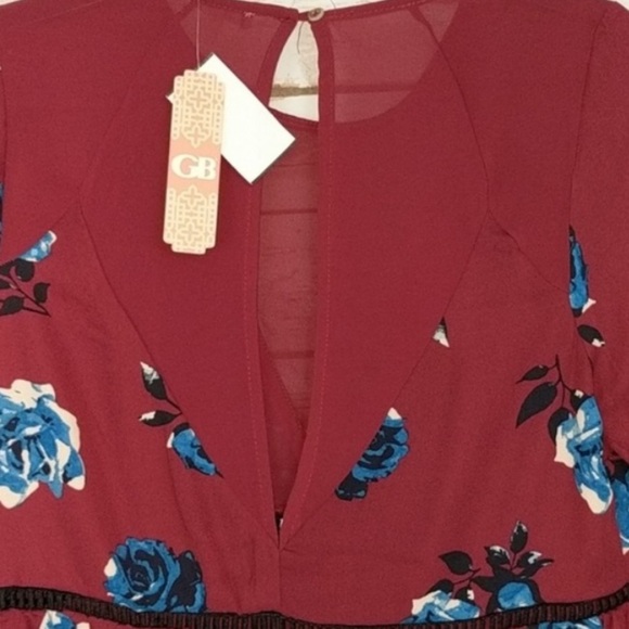 GIANNI BINI FLORAL WINE COLOR ROMPER S… - Picture 7 of 7